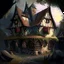 Placeholder: digital artwork medieval house