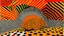 Placeholder: An orange colored earth elemental porcupine designed in Moroccan rug art painted by Victor Vasarely
