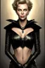 Placeholder: painting of charlize theron as evil queen in black leather, feminie, angry, stern look on her face, volouptous, busty, cleavage, emperious, mature, highly detailed, digital painting, artstation, concept art, smooth, sharp focus, illustration, art by gaston bussiere and alphonse mucha