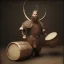 Placeholder: A viking playing on a drum, scary, steam punk, realistic, made in octane, cinematic, ultra-realistic, extremely detailed octane rendering, 8K, VRAY Super Real ar 2:3, dof photorealistic futuristic 50mm lens hard lighting dark gray tintype photograph, realistic lighting, sepia color