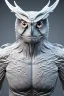 Placeholder: The Owlman alien,white, highly intricate, Realistic photography, incredibly detailed, ultra high resolution, 8k, complex 3d render, cinema 4d.