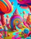 Placeholder: A whimsical candy land filled with oversized sweets, colorful landscapes, and playful characters, in the style of children's book illustrations, bold colors, imaginative scenery, 8K resolution