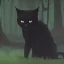 Placeholder: Gato negro triste en un bosque oscuro