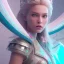 Placeholder: A portrait of a crystalised queen, atmospheric, realistic, unreal engine, cinematic lighting, octane render, transparent, pink turquoise light, long blond hair, pink lips, extremely sharp detail, finely tuned detail, ultra high definition, 8 k, unreal engine 5, ultra sharp focus, accurate sword wings, positive smile, highlight luminous suit blue and pink