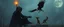 Placeholder: ninja necromancer in the wild, raising glowing raven furry as hell skeleton rat babies