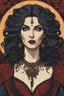 Placeholder: museum quality color woodcut of an ancient female vampire sorceress with highly detailed hair and facial features , in the style of Gustave Baumann, with a fine art aesthetic, highly detailed, finely cut ,8k render,