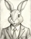 Placeholder: rabbit in a suit and tie, pencil drawing, emphasize emotion and realism, Walt Disney style, vintage