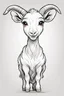 Placeholder: create a outlined cartoon coloring page of a baby goat . Pay attention to the details of the faces and White background, sketch style, half of body, use outline, clean line art, no shadows, no coloring, no shading, no grey.
