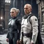 Placeholder: a bold and heroic bald male Corellian pilot in black and metallic grey First Order special forces gear meets a female Jedi Master in ancient, mystical temple, hyperdetailed, dynamic lighting, hyperdetailed background, 8k resolution, volumetric lighting, light skin, fully symmetric details