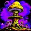 Placeholder: A fantabulous black, yellow, and purple (((mushroom tower house))) erected atop a (geologic pillar), surrounded by the uncanny imaginative ((( swirling skies))), offset by the stark hues of a (neon-tinged nebulous space scape), within. captured by the hand a skilled master painter with a focus on (softly blurred compositions and voluminous lighting).