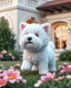 Placeholder: Generate image: Generate image: Generate image: A macro 3D render of a cute, lovely wooly dog ,made of see trough jelly. is landing in yard of a luxury villa next to flowers ,subsurface scattering and gelatinous texture . High-quality CGI, octane render, 8k resolution, whimsical, adorable, clean composition. long shot ,4:3