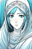 Placeholder: "Draw a manhwa character with artificial intelligence, having one eye covered with a veil and wearing traditional Arab clothes."