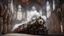 Placeholder: steampunk steam train inside a vast cathedral, award-winning colour photograph