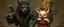 Placeholder: bad hairy chest wolf kobold carrying a lovely scared wtf are you up to, chinese pig girl with dress under his arms, big cauldron in the background in the style of escher and fallout 4