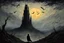 Placeholder: Sir Crow to the Dark Tower came, style Caspar David Friedrich