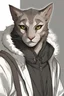 Placeholder: Male khajiit with grey fur and Hazel eyes wearing a black hoodie