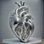 Placeholder: stainless steel sculpture of human flesh-like heart formed by human bodies