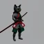 Placeholder: Un chat, anthropomorphique, habillé comme un samurai, portant un katana, très detaillé, réaliste, très détaillé, modélisme 3d, très précis.