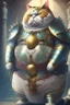 Placeholder: Fat cat god wearing filigreed armor