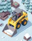 Placeholder: Isometric skidsteer, low perspective, cartoon proportions. Game illustration
