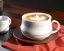 Placeholder: Cappuccino art microfoam in mug saucer