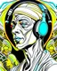 Placeholder: Illustrative sketch of Pharaoh Akhenaten in music with headphones, ultra quality, hyper detailed, graffiti, concept art, maximalism, 8k