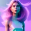 Placeholder: A portrait of a crystalised beautifull girl,smiling, longs hairs, atmospheric, realistic,, cinematic lighting, octane render,, pink turquoise light