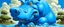 Placeholder: A blue water elemental hippopotamus designed in Chinese paper art painted by Thomas Hart Benton