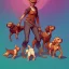 Placeholder: "A dog mom and her puppies " Book illustration by Gediminas Pranckevičius, Jean Baptiste Monge, Brian Kesinger, Anton fadeev, Kilian Eng, strong lines, high contrast vibrant colors, highly detailed, 16k resolution, trending on behance""