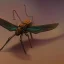 Placeholder: Strange mantid insect looking at you with disdain, background is Mars surface