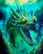 Placeholder: 90's TCGn retro fantasy art of a sea monster under the water