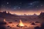 Placeholder: nighttime desert scene, campfire, stars, constellations, mystical