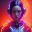 Placeholder: Cyber Woman, orange short hair, samurai, cyberpunk, neon, highly detailed, art stations, concept art, smooth, unreal engine 5, god rays, ray tracing, RTX, lumen lighting, ultra detail, volumetric lighting, 3d, finely drawn, high definition, high resolution, gradient background