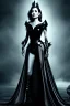 Placeholder: angelina jolie as evil queen in black leather gown, angry, stern look, volumetric lighting, particales,highly detailed,cinematic, deep colours,8