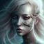 Placeholder: fantasy magic, intricate, sharp focus, illustration, highly detailed, digital painting, concept art, matte, masterpiece head sexy front view black blonde beauty space lady silver carp skin one head blonde space night