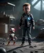 Placeholder: Terminator t100 toddler, full body, dramatic lighting, angry, hyper realistic