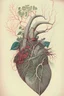 Placeholder: Drawing of a realistic heart where veins connect with creeper plant branches and flowers by salvador dali