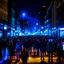 Placeholder: dark city at night, lots of people, blurred,