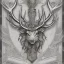 Placeholder: coat of arms of an elvish forest city with a stag horn on it, very detailed