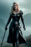 Placeholder: kate winslet as evil queen in leather, busty, cleavage, angry, stern look, unreal 5, octane render,cinema4d, dynamic lighting, dramatic lighting, 4k, redshift render, highly detailed, hyper realistic