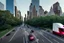 Placeholder: A Tesla 'Semi' (semi truck) is going at a high speed, in 'Central Park' in New York City. (CINEMATIC, WIDE ANGLE LENS, PHOTO REAL)