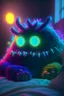 Placeholder: Sleep monster,photo quality, unreal engine render, highest quality, vivid neon colors, volumetric lighting,