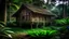 Placeholder: Sarawak tribal longhouse, exterior view, in a clearing in the jungle, livestock, award-winning photograph, beautiful composition, exquisite detail and illumination