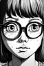 Placeholder: Drawing in the style of Junji ito, glasses