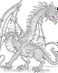 Placeholder: coloring image of full body dragon, line art, realistic, white background