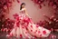 Placeholder: picture of lady with a maxi dress made of pretty artistic flowers style posing in a art an romantic stage