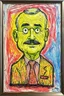 Placeholder: when the mind is empty, happiness is predominant; lowbrow; in the style of Philip Guston