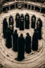 Placeholder: skeletons dressed in long black robes standing in a circle