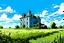 Placeholder: Disused, Victorian Manor House, Blue Sky, Over-Grown Fields, Vector Art