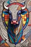 Placeholder: Trompe-l'œil + De Stijl Zentangle Bull, Colorful